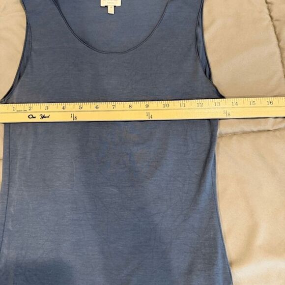Armani Collezioni Blue Stretch Tank Top Round Neck Surged Edges Size 4 - Picture 5 of 7